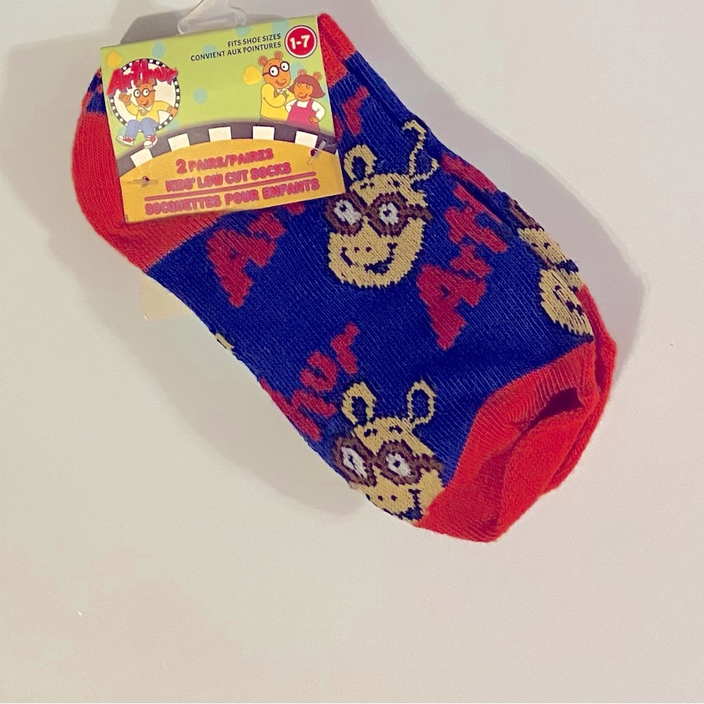 Kids Socks Featuring “Arthur” Fits Shoe Size 1-7 (2 Pairs)